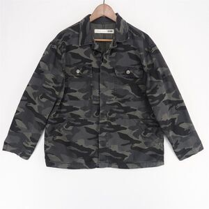 Lovers‎ + Friends Lance Jacket Womens S Gray Camo Parka Utility Button Up Cotton